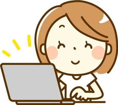 快適にPCを操作する女性スタッフのイラスト