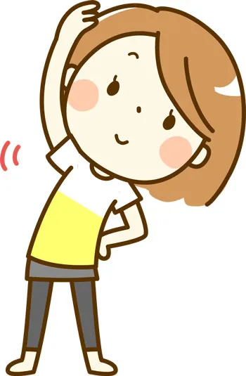 準備体操をする女性スタッフのイラスト